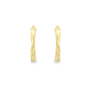 9ct Yellow Gold Twisted & Polished Hoop Earrings