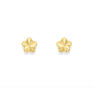 9ct Yellow Gold Faceted Flower Stud Earrings