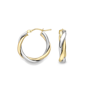 9ct Gold Two-Tone 20mm Twist Hoop Earrings