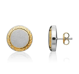 9ct Gold Two-Tone Diamond-Cut Edge Stud Earrings