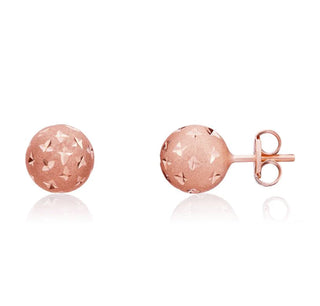 rose gold ball studs on a white background