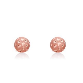 9ct Rose Gold 7mm Frosted Star Ball Stud Earrings
