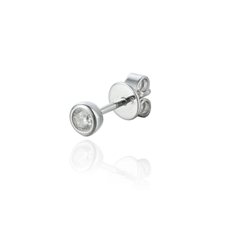 Silver stud earrings with clear gemstones on a white background