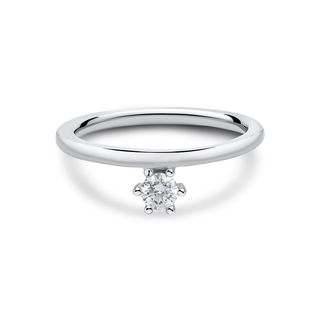 9ct White Gold 0.10ct Six Claw Round Lab-Grown Diamond Ring