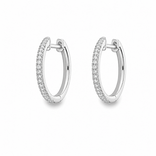 9ct White Gold 0.14ct Diamond Huggie Hoops