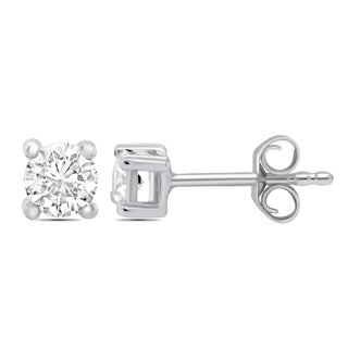 9ct White Gold 0.20ct Four Claw Diamond Stud Earrings