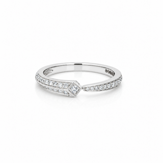9ct White Gold 0.21ct Diamond Pave Set Knifes Edge Ring