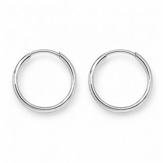 9ct White Gold 10mm Sleeper Hoop Earrings