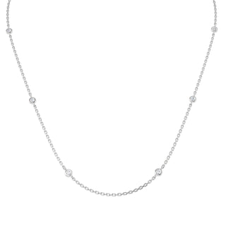 White gold necklace with small diamonds on a white background