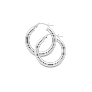 9ct White Gold 20mm Round Hoop Earrings