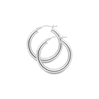 9ct White Gold 25mm Round Hoop Earrings