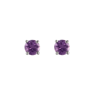 9ct White Gold 4mm Amethyst Stud Earrings