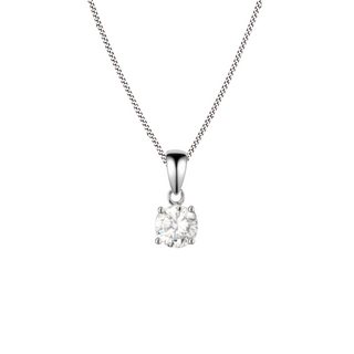 9ct White Gold 6mm CZ Pendant