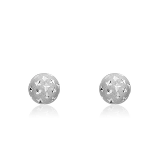 9ct White Gold 7mm Frosted Star Ball Stud Earrings