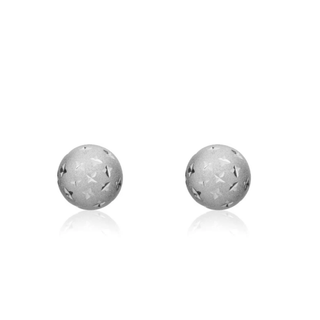 9ct White Gold 8mm Frosted Star Ball Stud Earrings