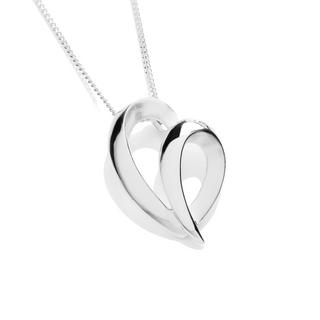 9ct White Gold Abstract Heart Pendant