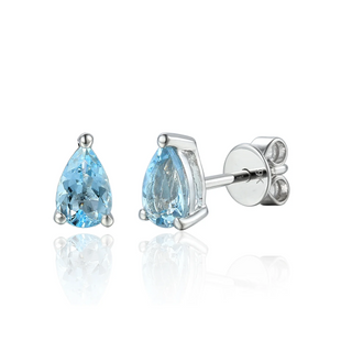 A pair of 9ct white gold amethyst pear stud earrings.
