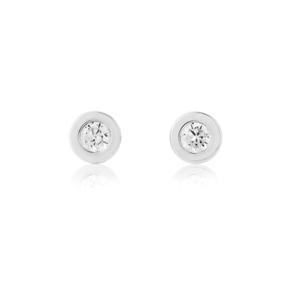 9ct White Gold 4mm Rubover CZ Stud Earrings