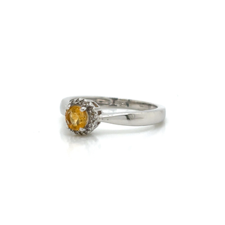 9ct White Gold Citrine & Diamond Cluster Ring