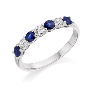 9ct White Gold 0.38ct Sapphire & 0.23ct Diamond Claw Set Half Eternity Ring