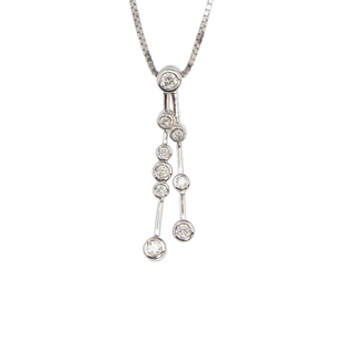 9ct White Gold Diamond Bubbles Drop Pendant