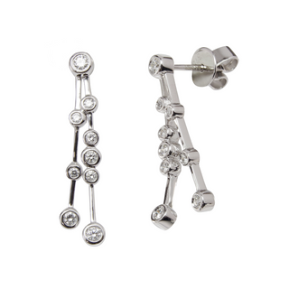 A pair of 9ct white gold diamond bubble drop earrings with clear stones set in the earrings.