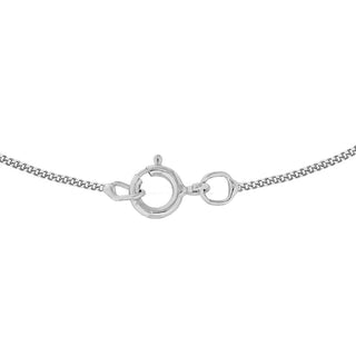 Silver necklace with a clasp on a white background