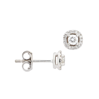 9ct White Gold Diamond Halo Stud Earrings