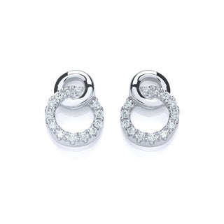 9ct White Gold Diamond Interlocking Circle Stud Earrings