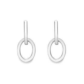 9ct White Gold Double Oval Drop Earrings