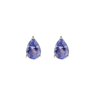 9ct Yellow Gold Pear Shaped Tanzanite Stud Earrings