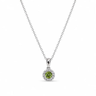 9ct White Gold Peridot & Diamond Cluster Pendant