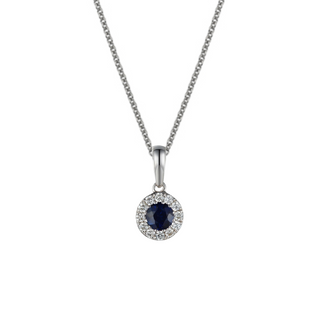 9ct White Gold Sapphire & Diamond Cluster Pendant