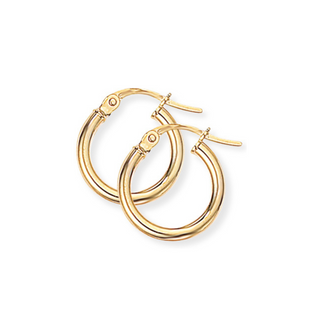 9ct Yellow Gold 15mm Classic Round Hoop Earrings