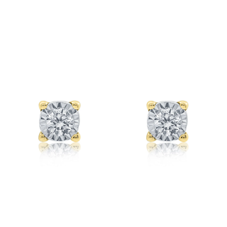 9ct Yellow Gold 0.10ct Illusion Set Diamond Stud Earrings