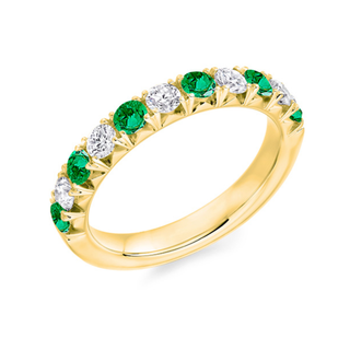 9ct Yellow Gold 0.50ct Emerald & 0.45ct French Cut Set Half Eternity Ring