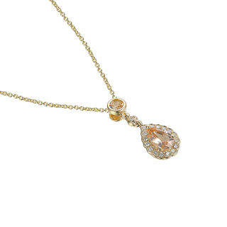 9ct Yellow Gold 0.84ct Pear Morganite & Diamond Drop Pendant