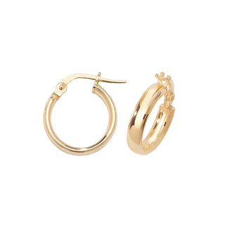 9ct Yellow Gold 10mm Chunky Hoop Earrings