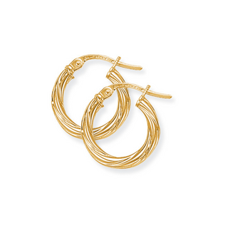 9ct Yellow Gold 14mm Twist Hoop Earrings