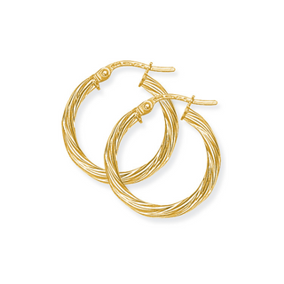 9ct Yellow Gold 20mm Twist Hoop Earrings