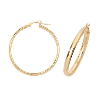 9ct Yellow Gold 25mm Round Hoop Earrings