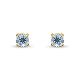 9ct Yellow Gold 4mm Aquamarine Stud Earrings