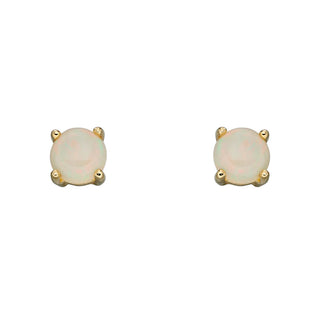 9ct Yellow Gold 4mm Opal Stud Earrings