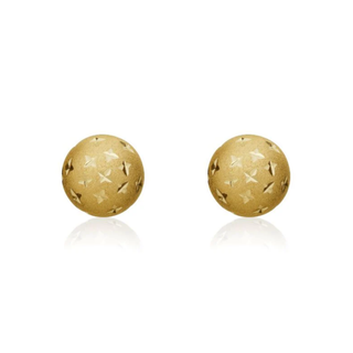 9ct Yellow Gold 8mm Frosted Star Ball Stud Earrings