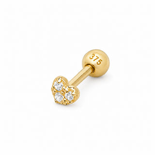 9ct Yellow Gold CZ Heart Cartilage Earring