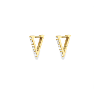 9ct Yellow Gold CZ Triangular Hoop Earrings