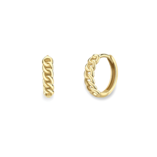 9ct Yellow Gold 10mm Curb Huggie Hoop Earrings