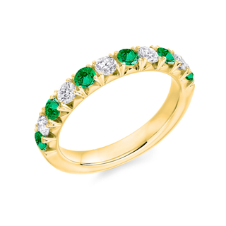9ct Yellow Gold 0.50ct Emerald & 0.45ct Diamond Claw Set Half Eternity Ring