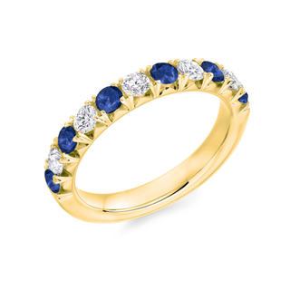 9ct Yellow Gold 0.70ct Sapphire & 0.45ct Diamond French Cut Half Eternity Ring