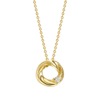 9ct Yellow Gold Diamond Twist Circle Pendant